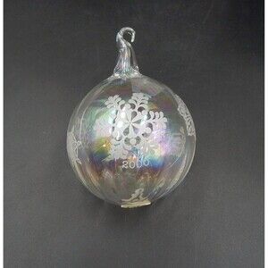 Princess House Handblown Crystal Christmas Ornament Etched Snowflake 2000